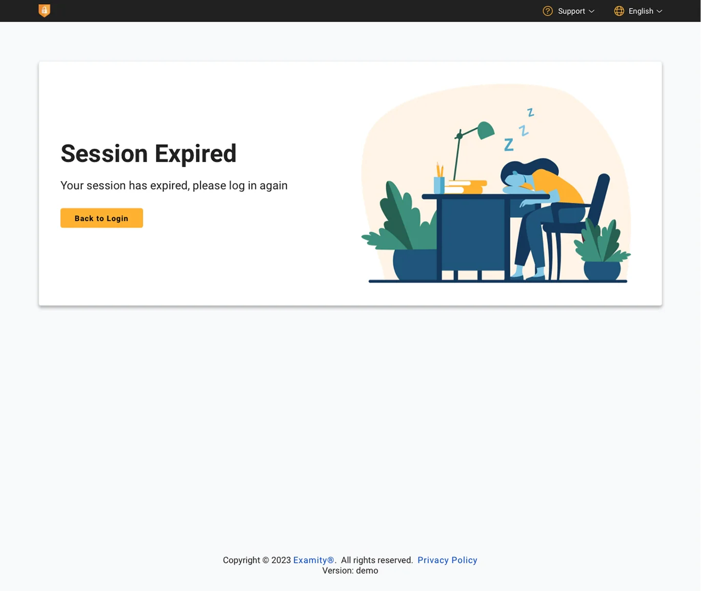 Examity expired session screen