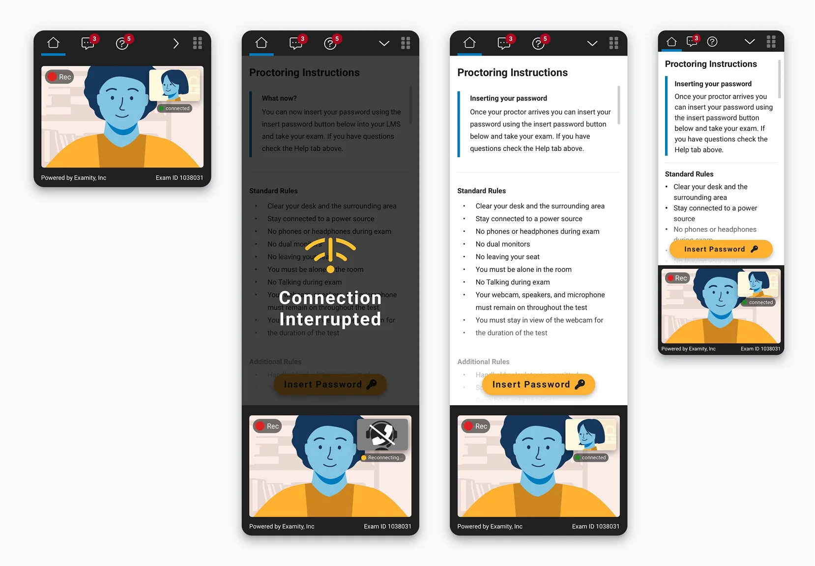 Examity sidebar navigation