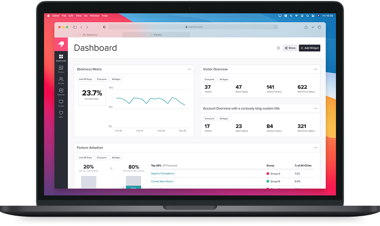 Pendo analytics dashboard
