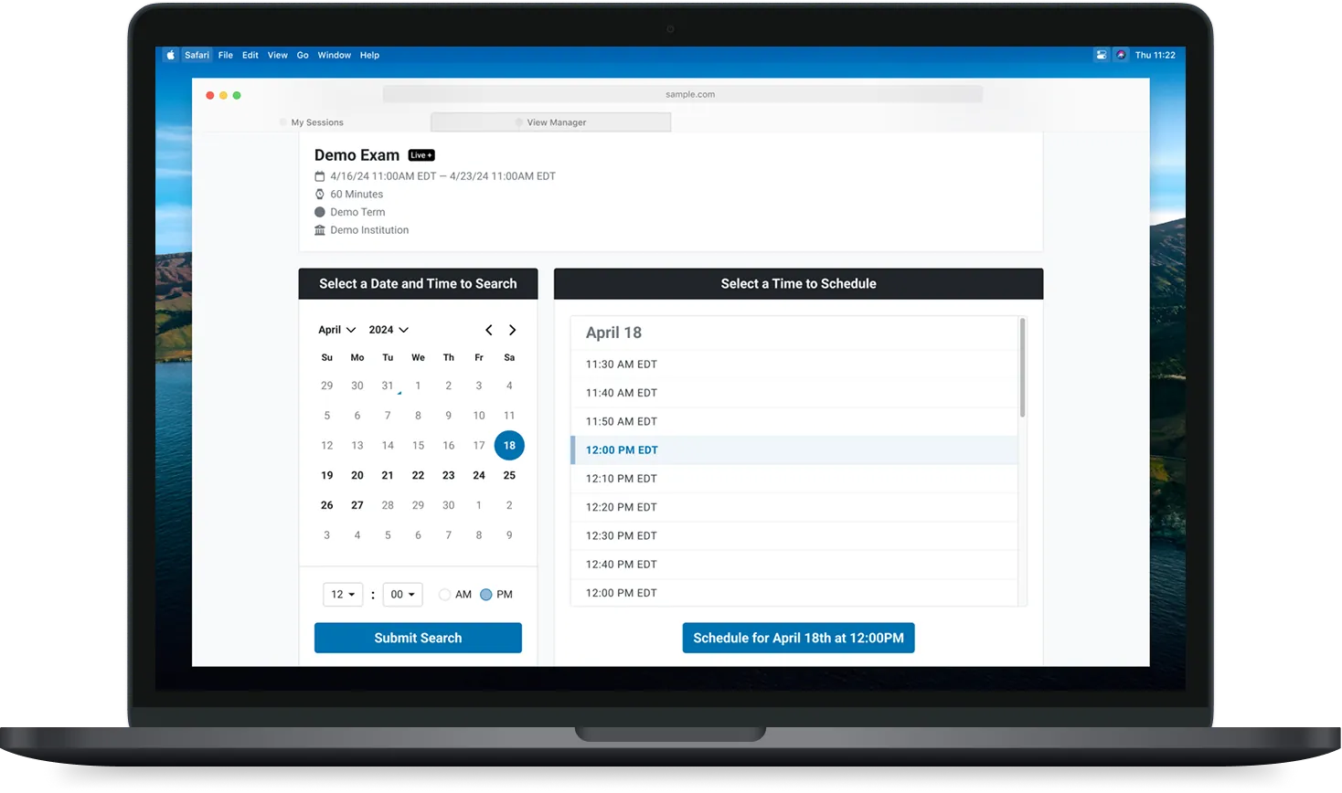 Meazure Learning responsive layout on a laptop
